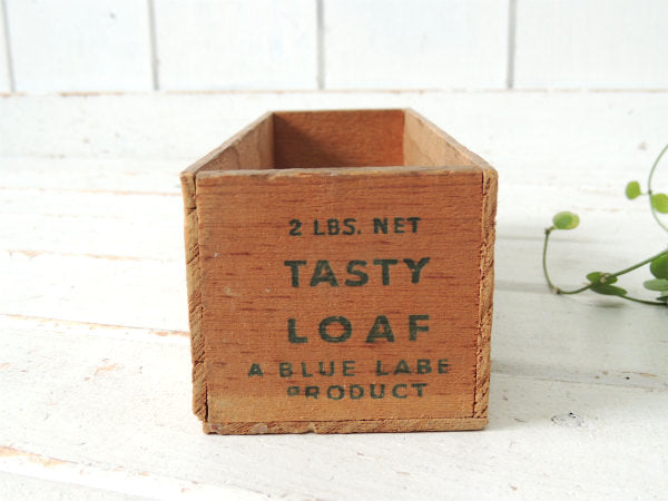 【TASTY LOAF】全面グリーンロゴ入り・木製・ヴィンテージ・チーズボックス・木箱 USA