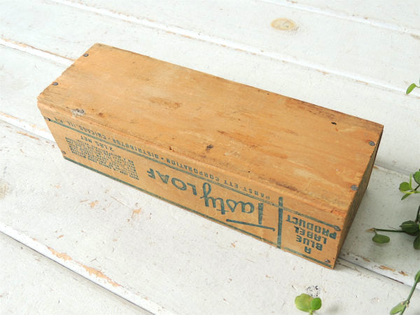 【TASTY LOAF】全面グリーンロゴ入り・木製・ヴィンテージ・チーズボックス・木箱 USA