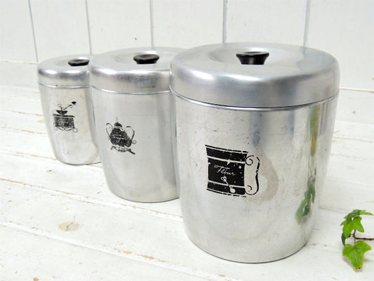 キャニスター WEST BEND ミッドセンチュリー・入れ子式・50s ヴィンテージ・3個 アルミ製