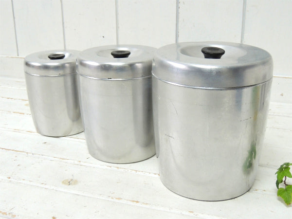 キャニスター WEST BEND ミッドセンチュリー・入れ子式・50s ヴィンテージ・3個 アルミ製