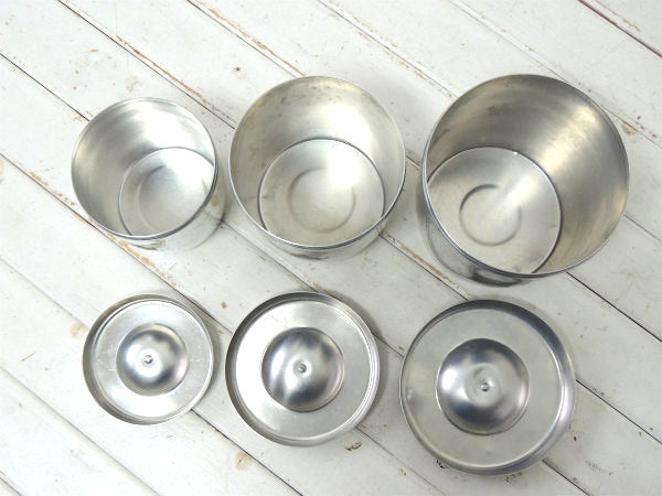 キャニスター WEST BEND ミッドセンチュリー・入れ子式・50s ヴィンテージ・3個 アルミ製