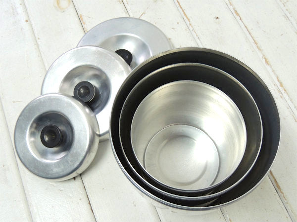 キャニスター WEST BEND ミッドセンチュリー・入れ子式・50s ヴィンテージ・3個 アルミ製