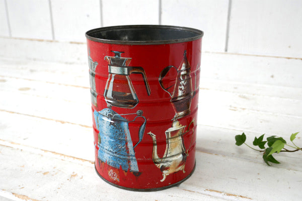 コーヒーメーカー・ケメックス パーコレーター サイフォン柄・ビンテージ・ティン缶 コーヒー缶 USA