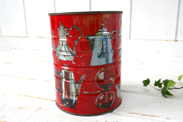 コーヒーメーカー・ケメックス パーコレーター サイフォン柄・ビンテージ・ティン缶 コーヒー缶 USA