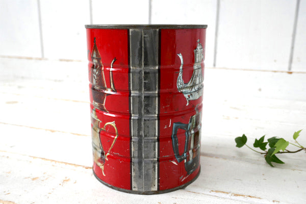 コーヒーメーカー・ケメックス パーコレーター サイフォン柄・ビンテージ・ティン缶 コーヒー缶 USA