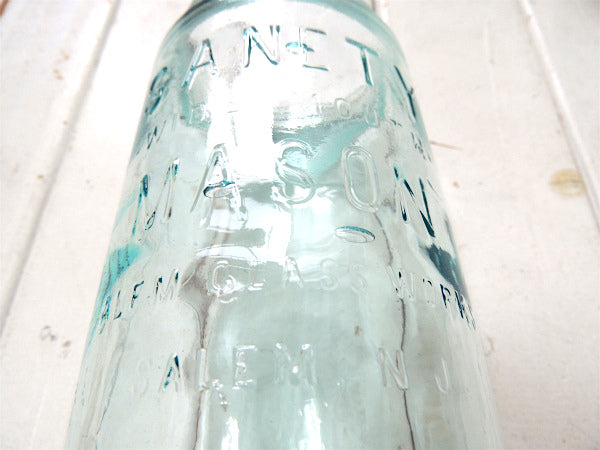 【SANETY】Salem Glass Works・アンティーク・メイソンジャー/ガラス瓶(ブルー)