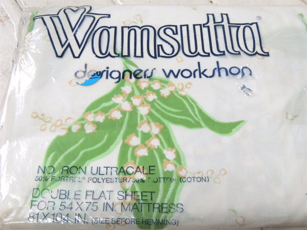 【Wamsutta】スズラン・花柄・デッドストック・ヴィンテージ・フラットシーツ/ベッドシーツ