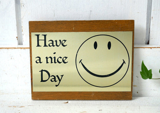 スマイル Have a nice Day ニコちゃん 木製 ヴィンテージ ウォールデコ 壁飾り