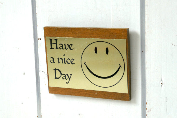 スマイル Have a nice Day ニコちゃん 木製 ヴィンテージ ウォールデコ 壁飾り
