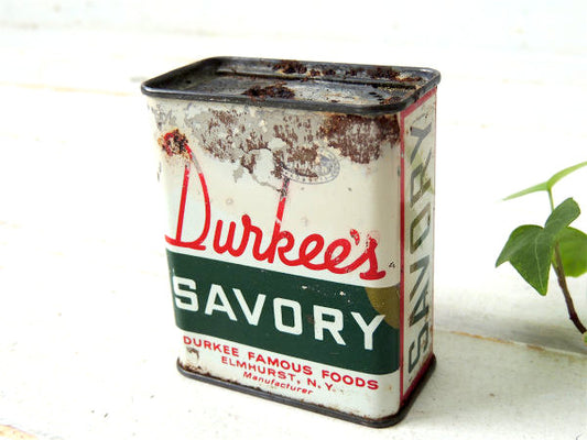 【Durkee's・NY】ティン製・ビンテージ・セイボリー・スパイス缶・キッチンインテリア