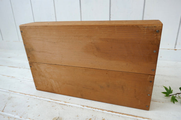 US レトロ 木製 仕切り付き アンティーク デスクトレイ 書類トレイ レタートレイ 木箱