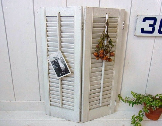 白色の木製・アンティーク・ルーバー/ヴォレー/シャッター/建具　USA
