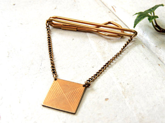 【ゴールドプレート・1/20 12K】ヴィンテージ・ダブルライン+チェーン付き・タイピン・USA