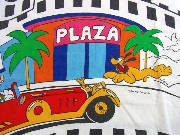 【ミッキー&フレンズ】ディズニー・フィルム柄・ヴィンテージ・ユーズドシーツ(1/2) USA