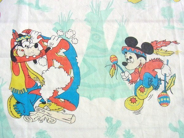 【ミッキー&フレンズ】ディズニーランド柄・ヴィンテージ・ユーズドシーツ(1/2) USA