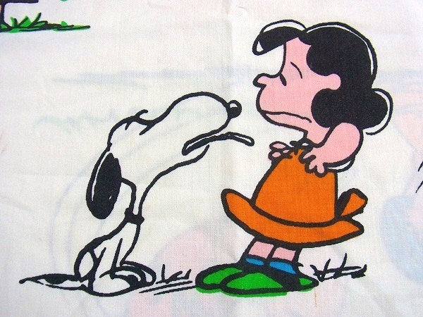 【スヌーピー】ピーナッツの仲間・コミック柄・ヴィンテージ・ユーズド・ピロケース/枕カバー USA