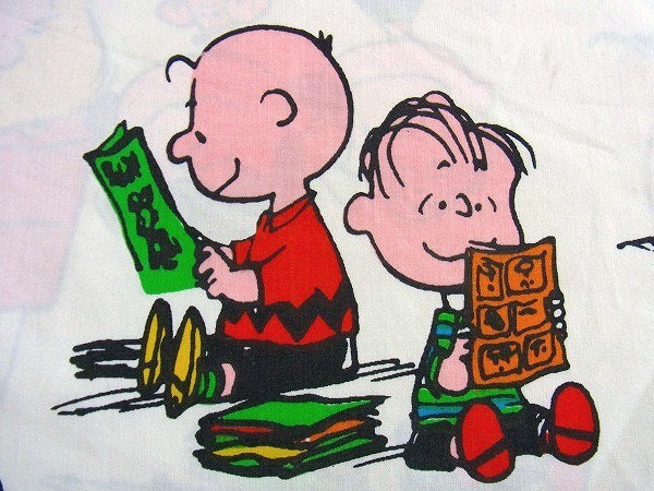 【スヌーピー】ピーナッツの仲間・コミック柄・ヴィンテージ・ユーズド・ピロケース/枕カバー USA