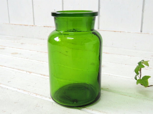 【ベルギー製・緑色】ヴィンテージ・薬瓶・メディカルボトル・ガラス瓶・花瓶・フラワーベース