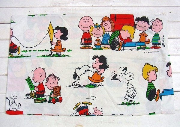 【スヌーピー】ピーナッツの仲間・コミック柄・ヴィンテージ・ユーズド・ピロケース/枕カバー USA