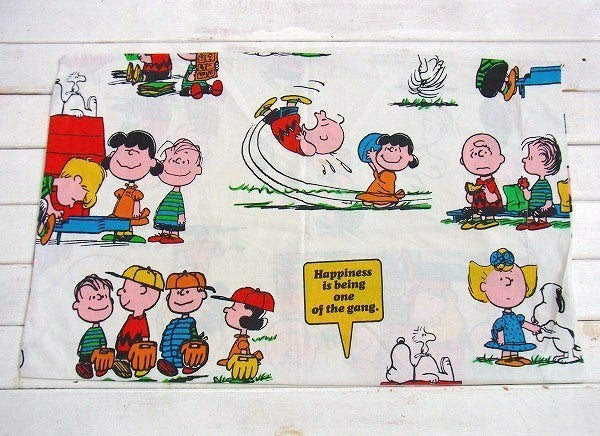 【スヌーピー】ピーナッツの仲間・コミック柄・ヴィンテージ・ユーズド・ピロケース/枕カバー USA