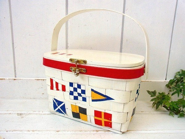 【Caro-Nan】国際信号旗・アンティーク・カロナンバスケット/カゴバッグ USA