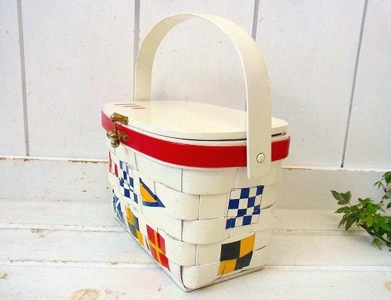 【Caro-Nan】国際信号旗・アンティーク・カロナンバスケット/カゴバッグ USA