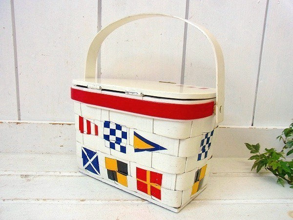 【Caro-Nan】国際信号旗・アンティーク・カロナンバスケット/カゴバッグ USA