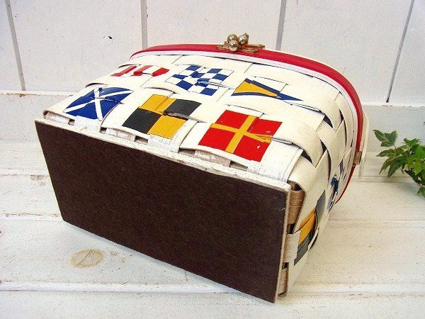 【Caro-Nan】国際信号旗・アンティーク・カロナンバスケット/カゴバッグ USA