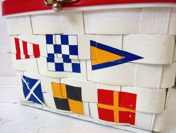 【Caro-Nan】国際信号旗・アンティーク・カロナンバスケット/カゴバッグ USA