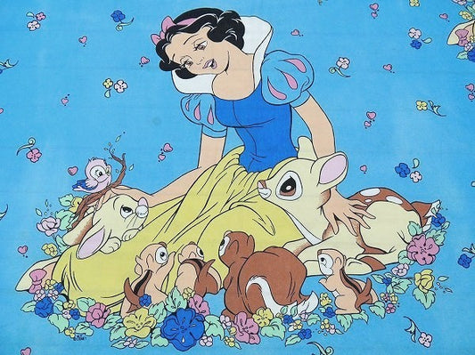 【白雪姫と森の動物たち】ディズニー・大柄・ヴィンテージ・ユーズドシーツ(ボックスタイプ) USA