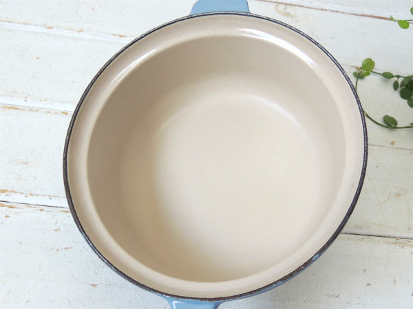 フランス製・鋳物ホーロー・ライトブルー・ヴィンテージ・ソースパン&スキレット・調理器具・18㎝