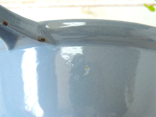 フランス製・鋳物ホーロー・ライトブルー・ヴィンテージ・ソースパン&スキレット・調理器具・18㎝