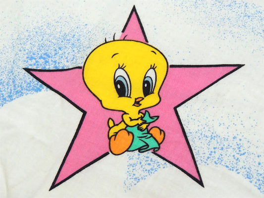 【ベビー ルーニーテューンズ】トゥイーティー&シルベスターetc・星柄ベビーサイズ・ユーズドシーツ