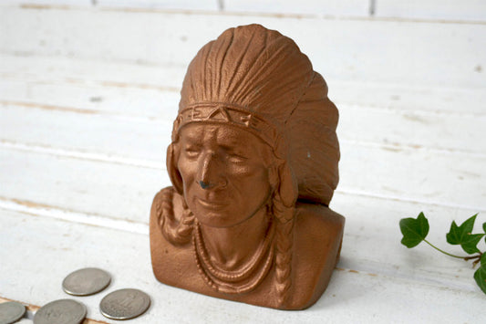 ナショナルバンク 銀行 インディアンヘッド アイアン製 60's ヴィンテージ 貯金箱 コインバンク