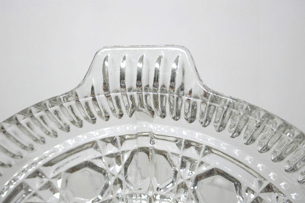 インディアナグラス 花柄 プレスガラス 仕切り付き ヴィンテージ トレイ サービングディッシュ 皿