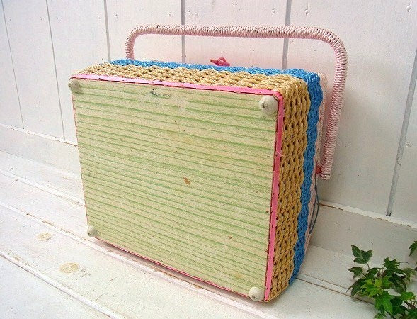 【JCペニー】カラフル可愛い・ヴィンテージ・ソーイングボックス/裁縫箱/手芸