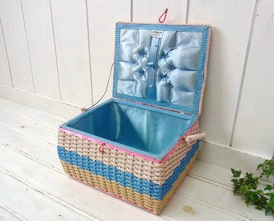 【JCペニー】カラフル可愛い・ヴィンテージ・ソーイングボックス/裁縫箱/手芸