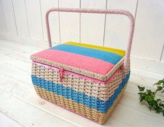 【JCペニー】カラフル可愛い・ヴィンテージ・ソーイングボックス/裁縫箱/手芸