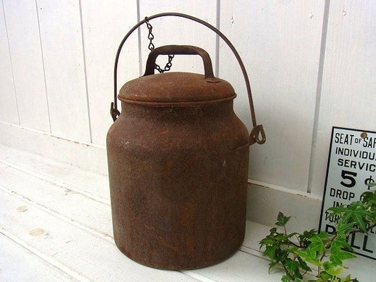 シャビーなブリキ製・アンティーク・ミルク缶/ミルクポット　USA