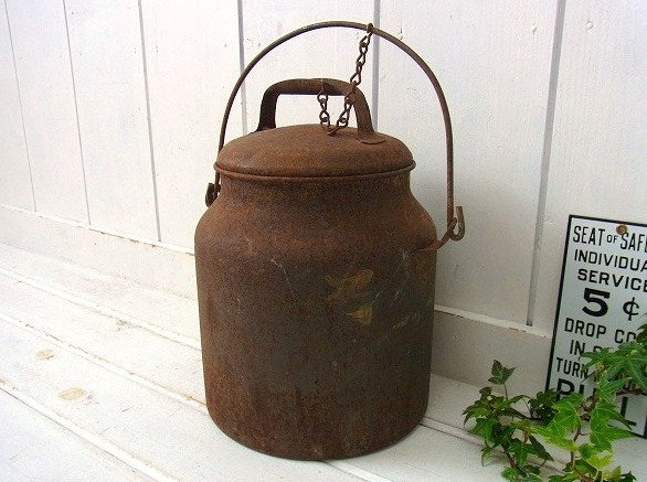 シャビーなブリキ製・アンティーク・ミルク缶/ミルクポット　USA