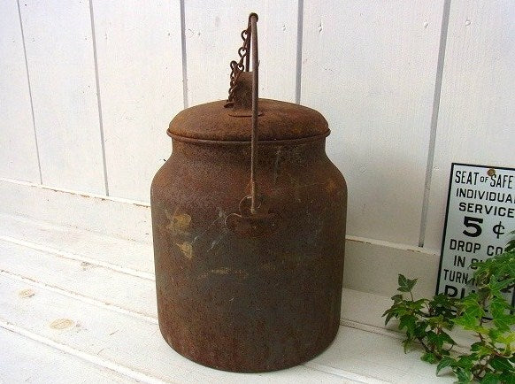 シャビーなブリキ製・アンティーク・ミルク缶/ミルクポット　USA