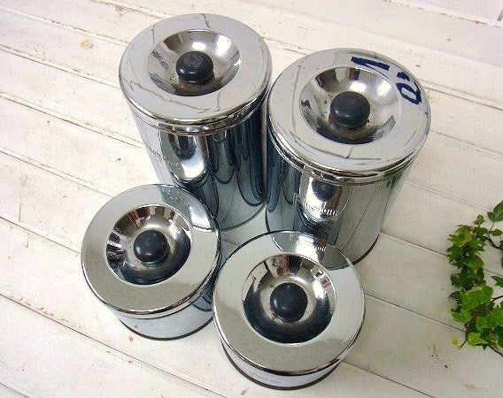 【Peoria Kitchenware】ティン製・50’sヴィンテージ・キャニスター・4個セット