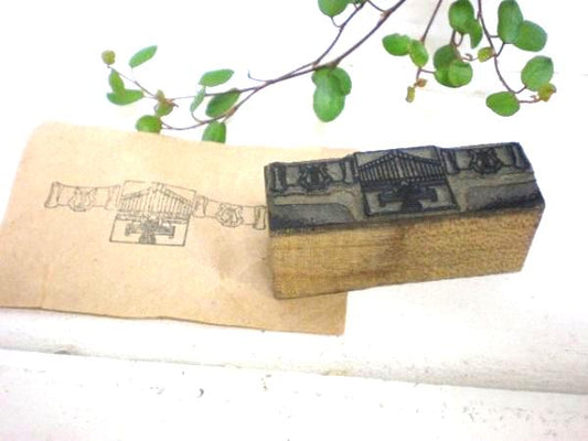 教会 チャーチ 木製 メタル製 小さな ヴィンテージ スタンプ USA