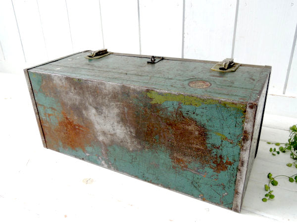 【WATERLOO】グリーン色・メタル製・2段式・60'ヴィンテージ・ツールボックス/工具箱/道具箱