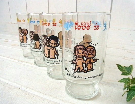 【love is】ロサンゼルスタイムズ新聞・スキー柄・ノベルティ・70'sヴィンテージ・グラス②