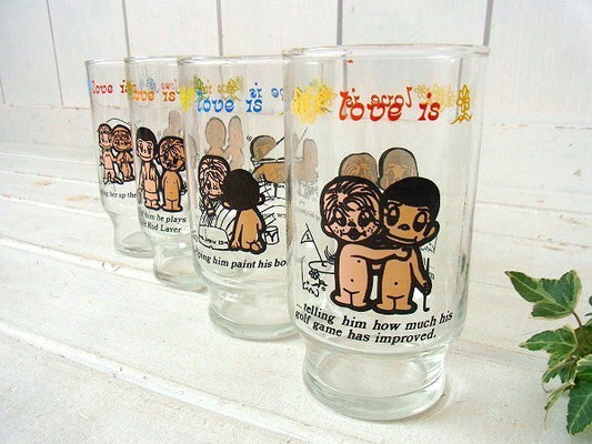 【love is】ロサンゼルスタイムズ新聞・ゴルフ柄・ノベルティ・70'sヴィンテージ・グラス③