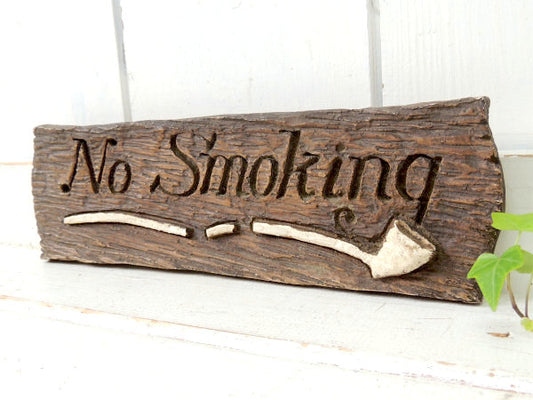 No Smoking ウッドプレード柄 樹脂製 ヴィンテージ 禁煙サイン 壁飾り 店舗ディスプレイ USA
