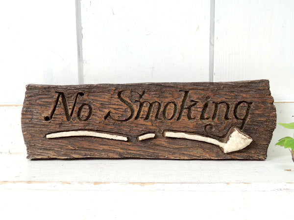No Smoking ウッドプレード柄 樹脂製 ヴィンテージ 禁煙サイン 壁飾り 店舗ディスプレイ USA