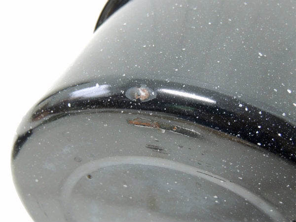 【黒色・ホーロー製】ヴィンテージ・両手鍋・深鍋・寸胴・クッキングポット・キャンプ・アウトドア