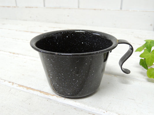 ブラック×ホワイト ヴィンテージ ホーローカップ 琺瑯 エナメルウェア アウトドア キャンプ USA